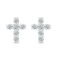 10K White Gold 0.23CTW Diamond Cross Earrings