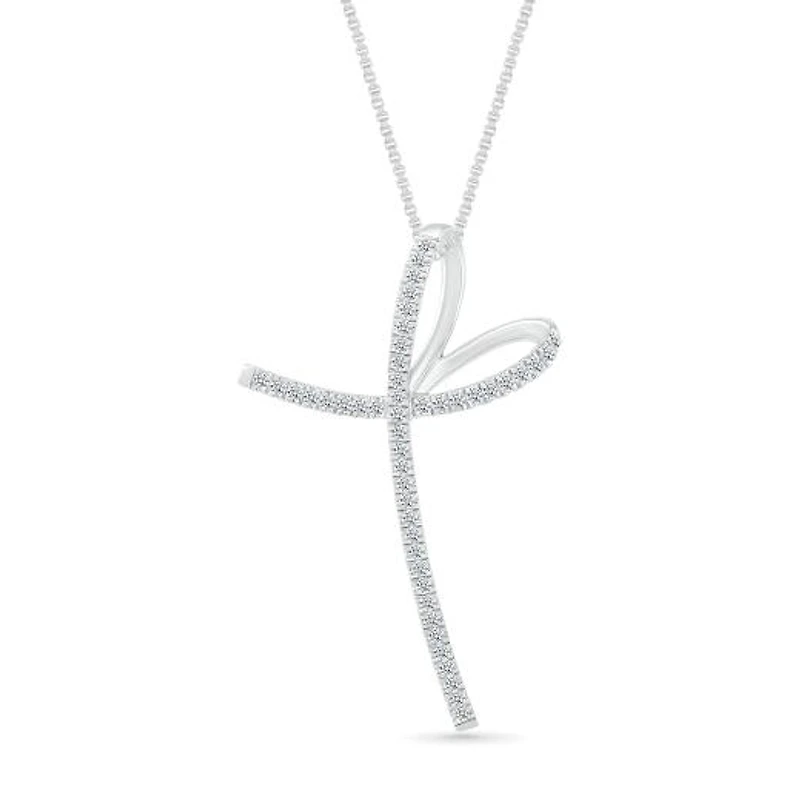 10K White Gold 0.29CTW Diamond Cross Pendant