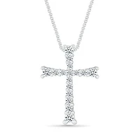 10K White Gold 0.23CTW Diamond Cross Pendant