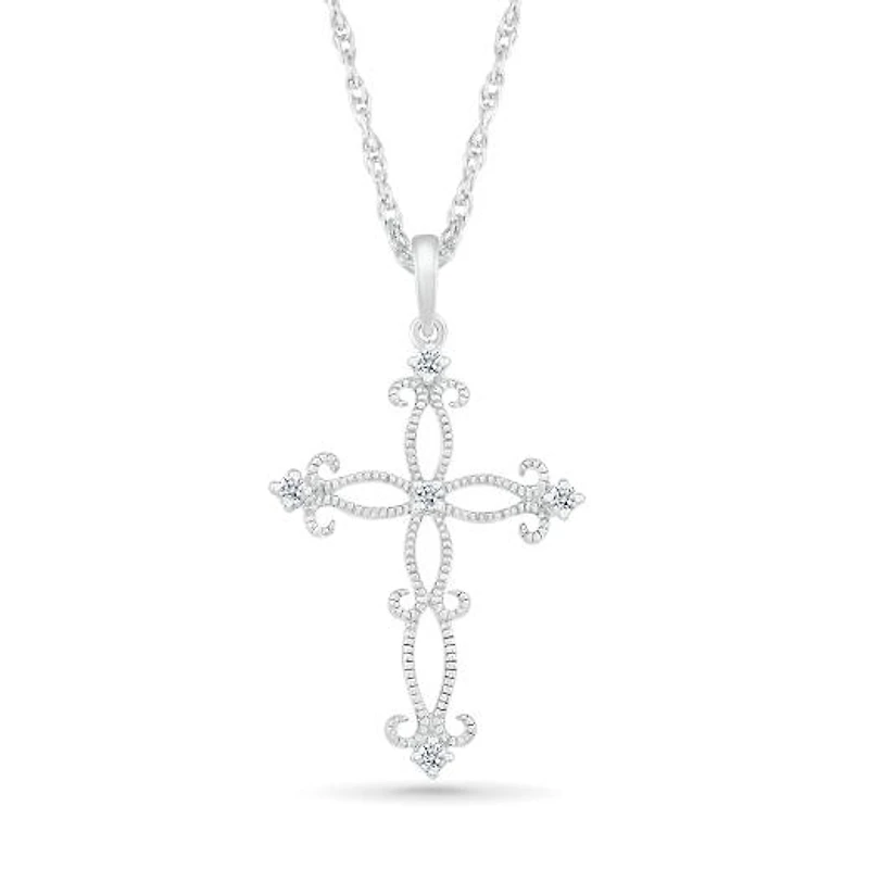 10K White Gold Diamond Cross Pendant