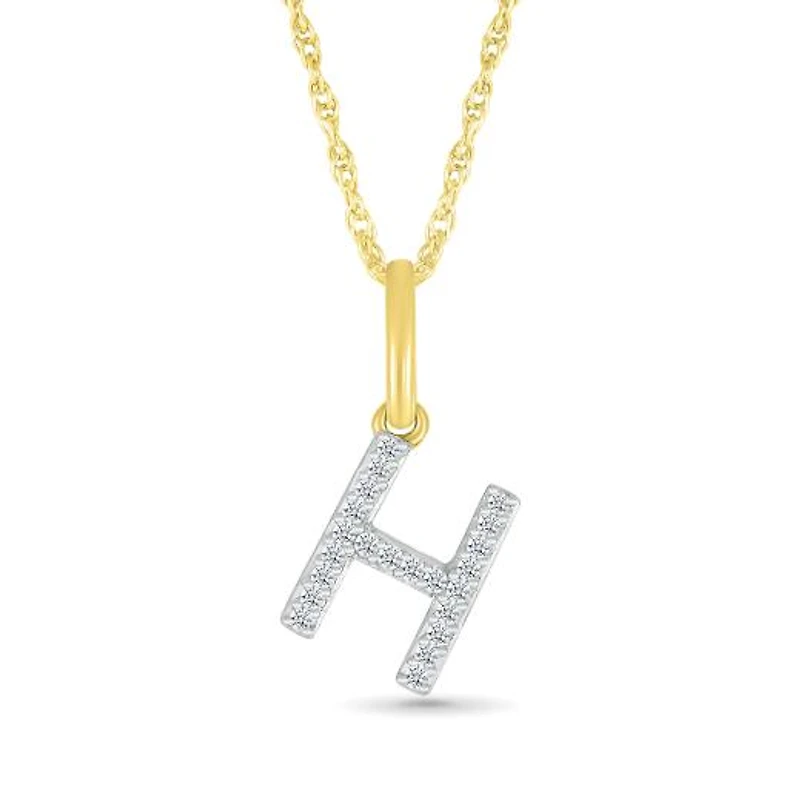 10K Yellow Gold & Diamond "H" Initial Pendant