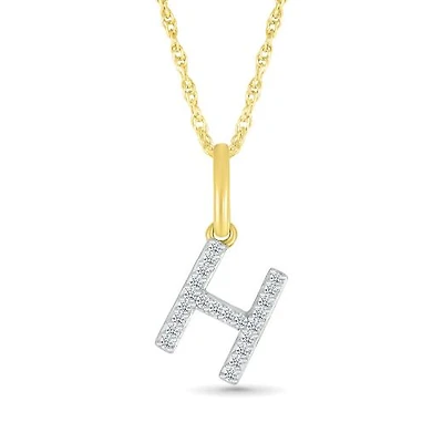 10K Yellow Gold & Diamond "H" Initial Pendant