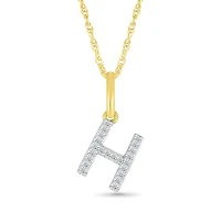 10K Yellow Gold & Diamond "H" Initial Pendant