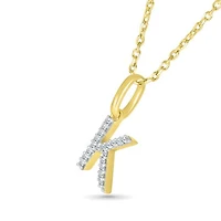 10K Yellow Gold & Diamond "K" Initial Pendant