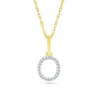 10K Yellow Gold & Diamond "O" Initial Pendant