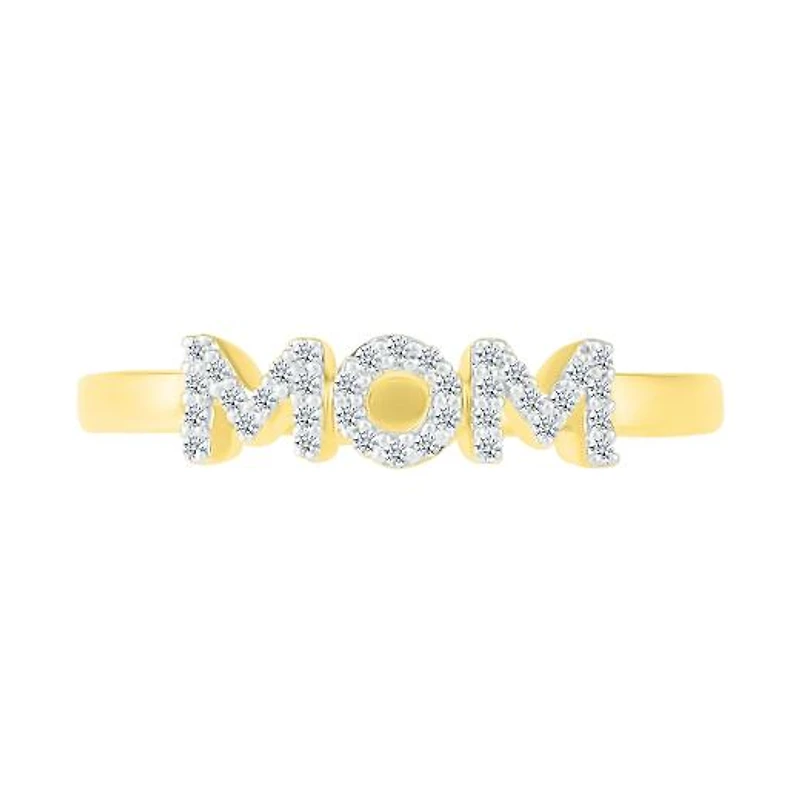 10K Yellow Gold Diamond Mom Ring