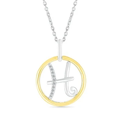 Sterling Silver 10K Yellow Gold Pisces Diamond Pendant