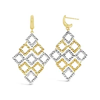 10K Tri-Colour Gold Geometric Drop Earrings