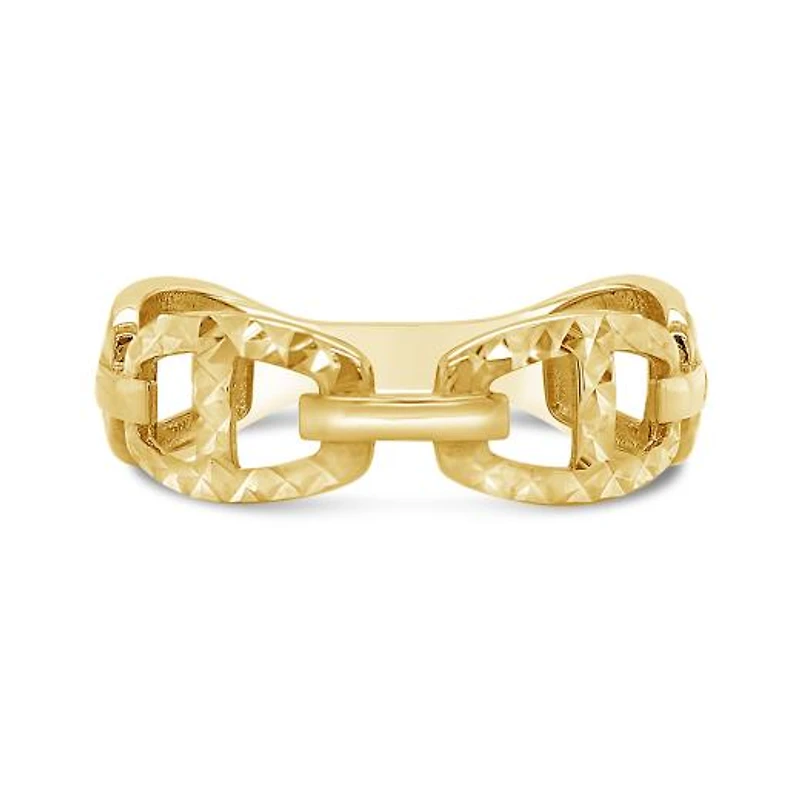 10K Yellow Gold Diamond Cut Link Ring