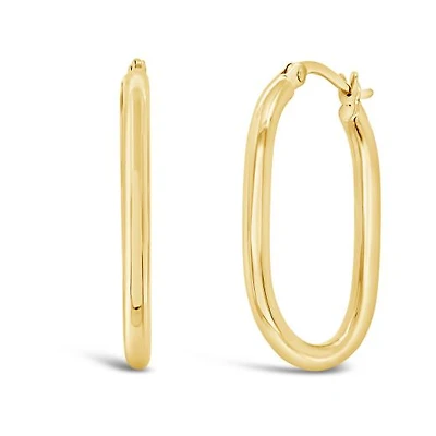 10K Yellow Gold Oval Hoop Earrings