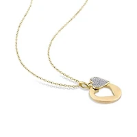 Julianna B Yellow Plated Sterling Silver 0.10CTW Diamond Double Heart Pendant