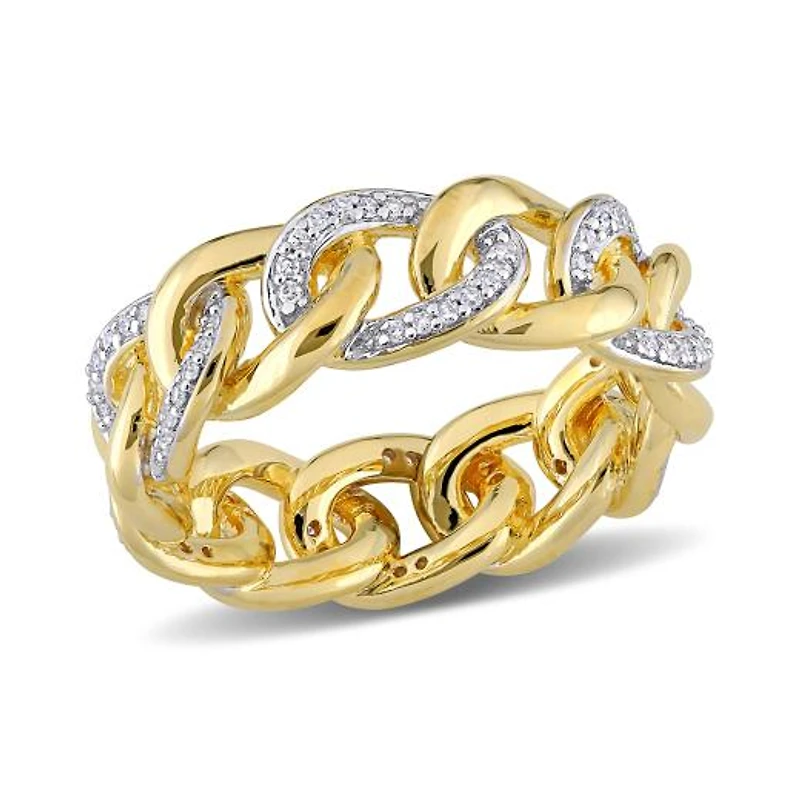 Julianna B Yellow Plated Sterling Silver 0.25CTW Diamond Link Ring
