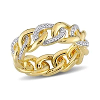 Julianna B Yellow Plated Sterling Silver 0.25CTW Diamond Link Ring