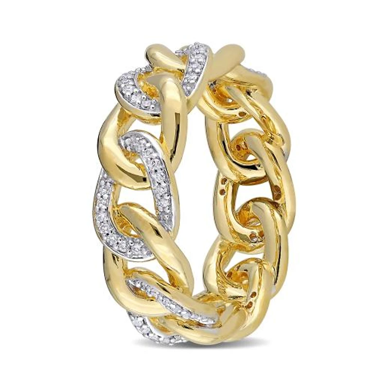 Julianna B Yellow Plated Sterling Silver 0.25CTW Diamond Link Ring