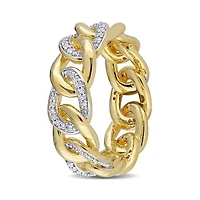 Julianna B Yellow Plated Sterling Silver 0.25CTW Diamond Link Ring