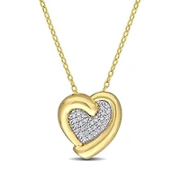 Julianna B Yellow Plated Sterling Silver 0.15CTW Diamond Heart Pendant