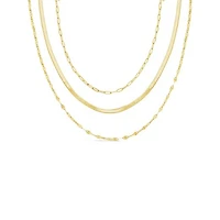 10K Yellow Gold 15"+ 3" Extension Graduated Layered Necklace