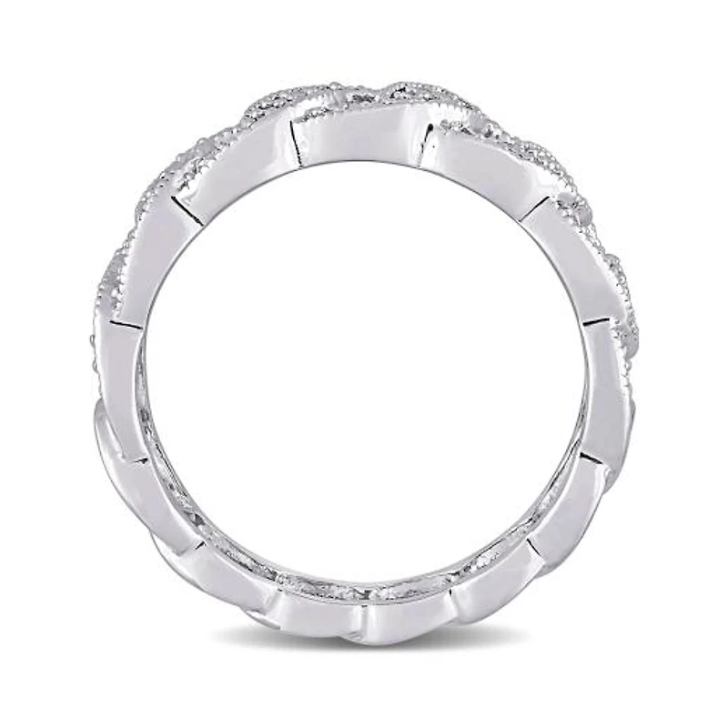 Julianna B Sterling Silver 0.11CTW Diamond Link Ring