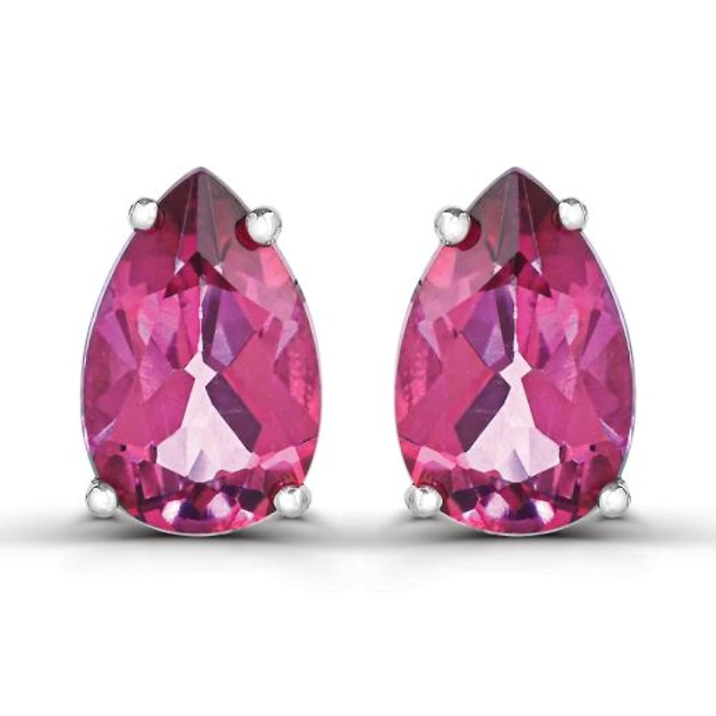 Sterling Silver Pear Shape Topaz Stud Earrings