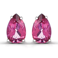 Sterling Silver Pear Shape Topaz Stud Earrings