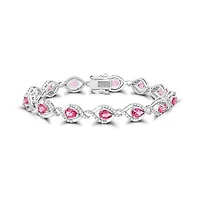 Sterling Silver Pear Shape Pink Topaz and White Topaz Bracelet