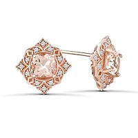10K Rose Gold Morganite and White Sapphire Stud Earrings