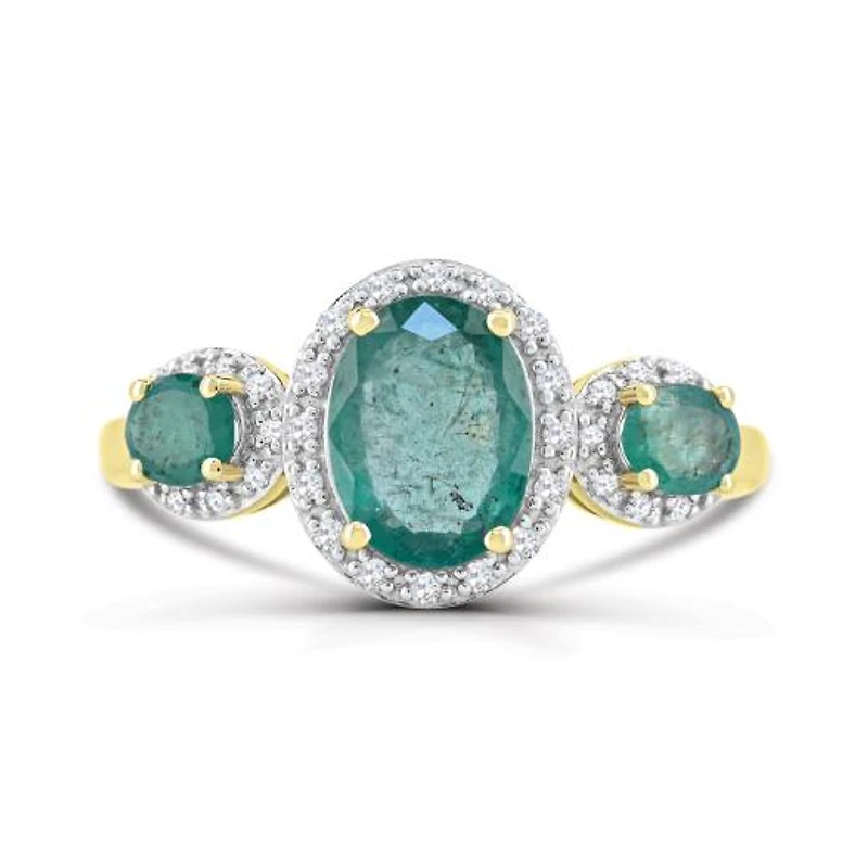 10K Yellow Gold Emerald and Diamond Ring