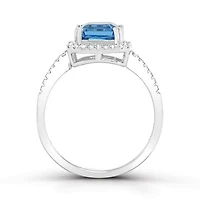 10K White Gold Swiss Blue Topaz & White Zircon Ring