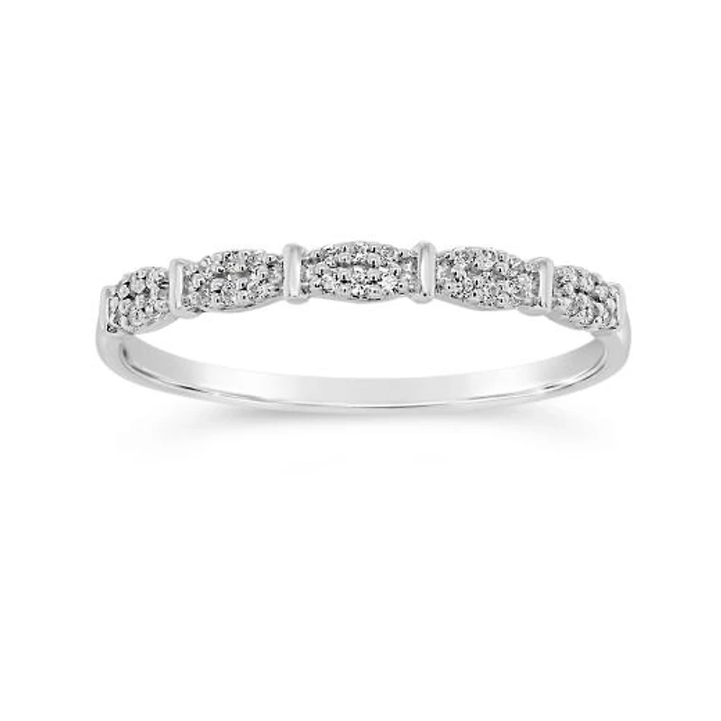 10K White Gold Diamond Stackable Ring