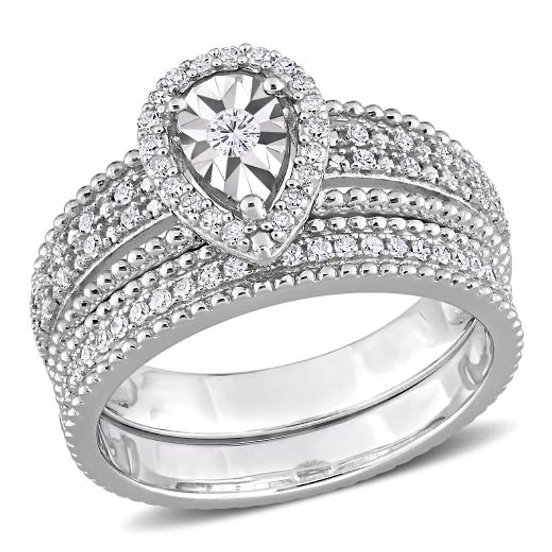 Julianna B Sterling Silver 0.33CTW Diamond Bridal Set