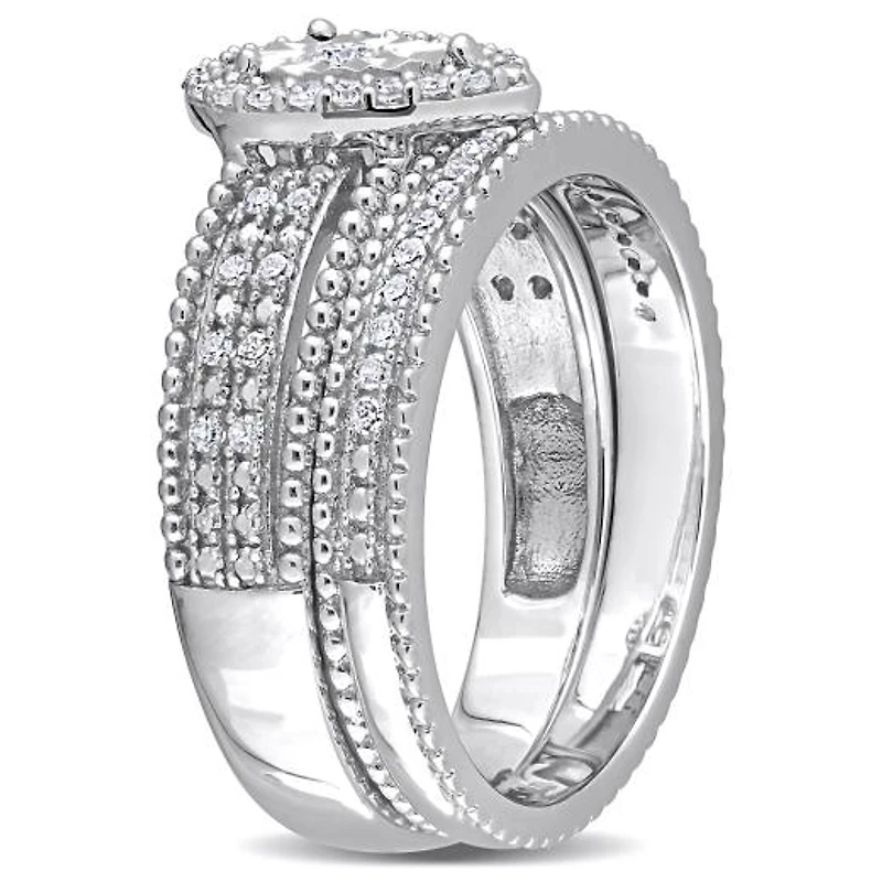 Julianna B Sterling Silver 0.33CTW Diamond Bridal Set