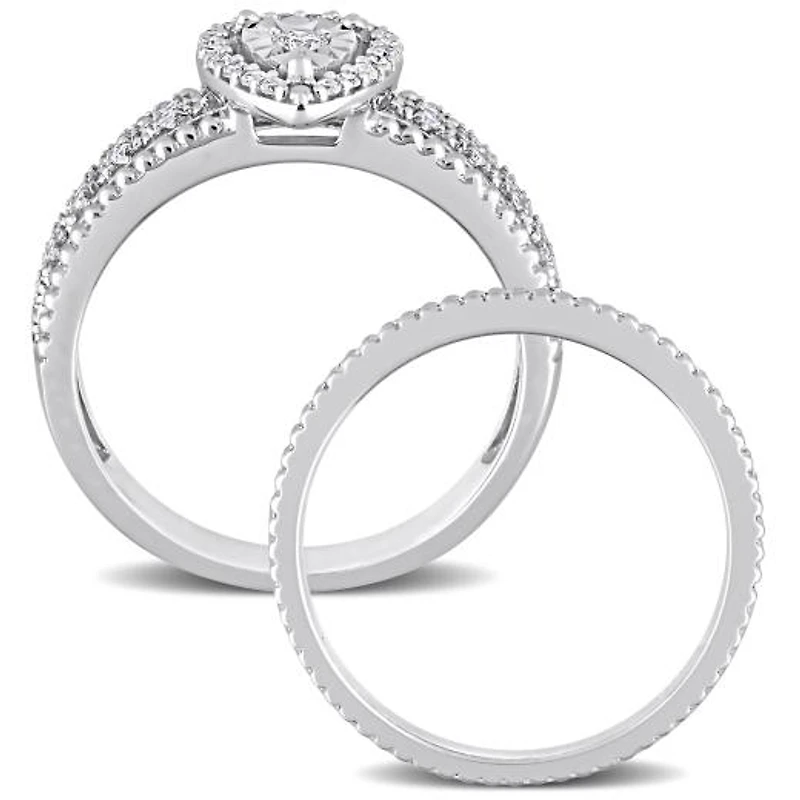 Julianna B Sterling Silver 0.33CTW Diamond Bridal Set