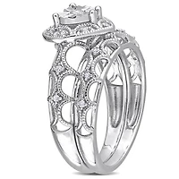 Julianna B Sterling Silver 0.14CTW Diamond Bridal Set