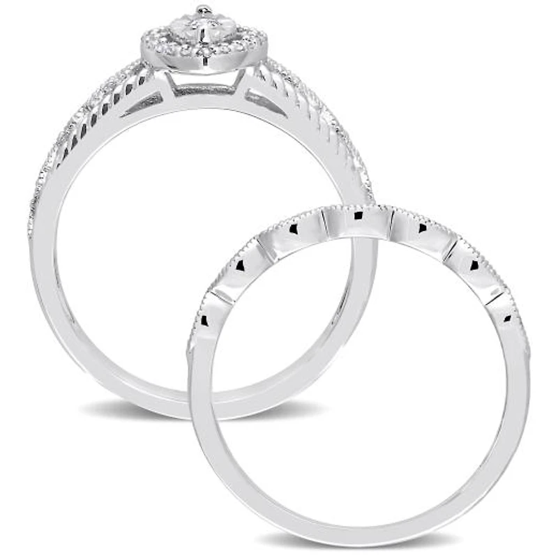 Julianna B Sterling Silver 0.22CTW Diamond Bridal Set