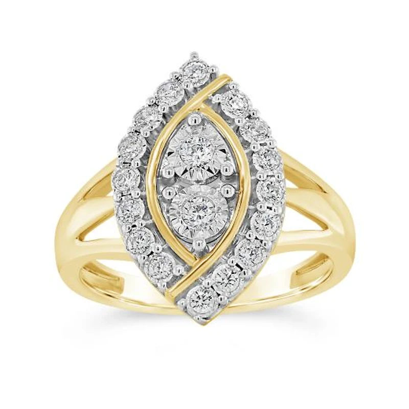 10K Yellow And White Gold 0.16CTW Diamond Fashion Ring