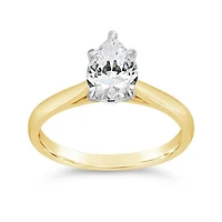 14K Yellow Gold Lab Grown 1.00CT Pear Shaped Diamond Solitaire Ring
