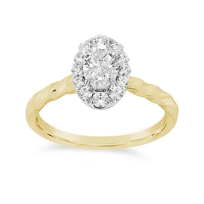 Glacier Fire 14K Yellow Gold Canadian 0.79CTW Oval Diamond Halo Ring
