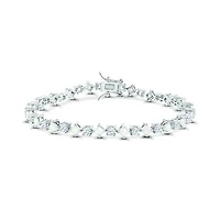 Sterling Silver Created Opal and Created White Sapphire Bracelet