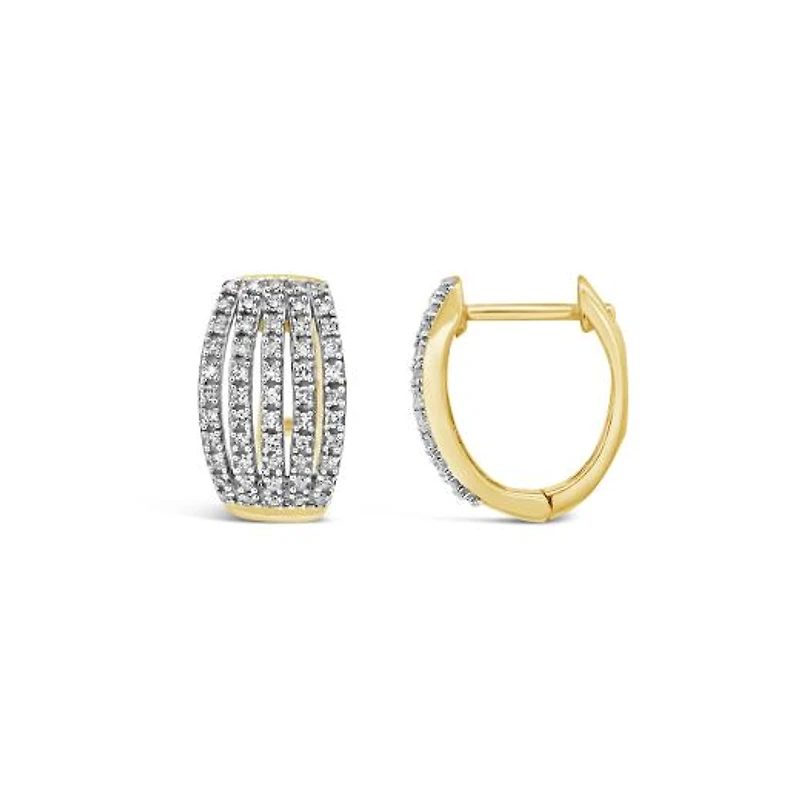 10K Yellow Gold 0.25CTW Diamond Hoop Earrings