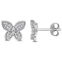 Julianna B 10K White Gold 0.20CTW Diamond Butterfly Studs