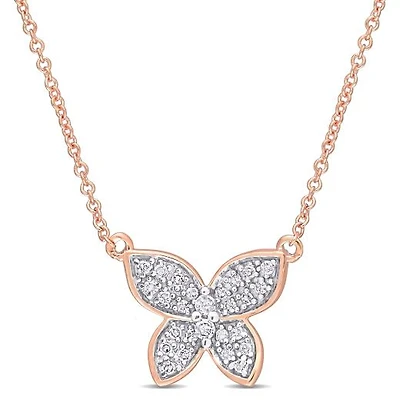 Julianna B 10K Rose Gold 0.13CTW Diamond Butterfly Pendant