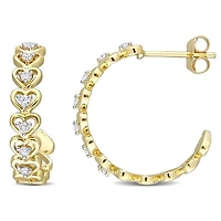 Julianna B 14K Yellow Gold 0.21CTW Diamond Heart Hoops