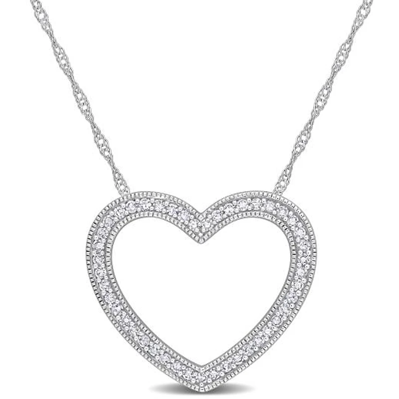 Julianna B 14K White Gold 0.22CTW Diamond Heart Pendant