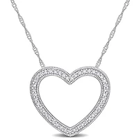 Julianna B 14K White Gold 0.22CTW Diamond Heart Pendant