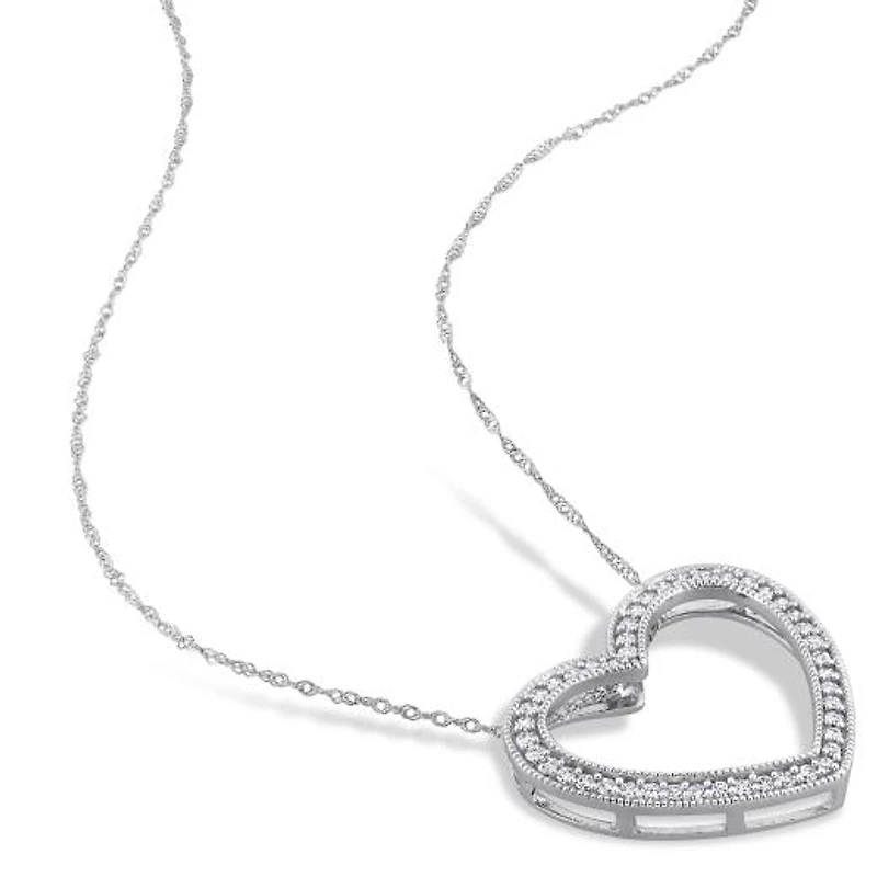 Julianna B 14K White Gold 0.22CTW Diamond Heart Pendant