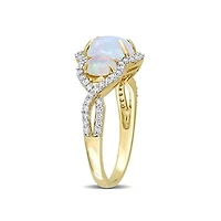 Julianna B 10K Yellow Gold 0.31CTW Diamond & Blue Ethiopian Opal Ring