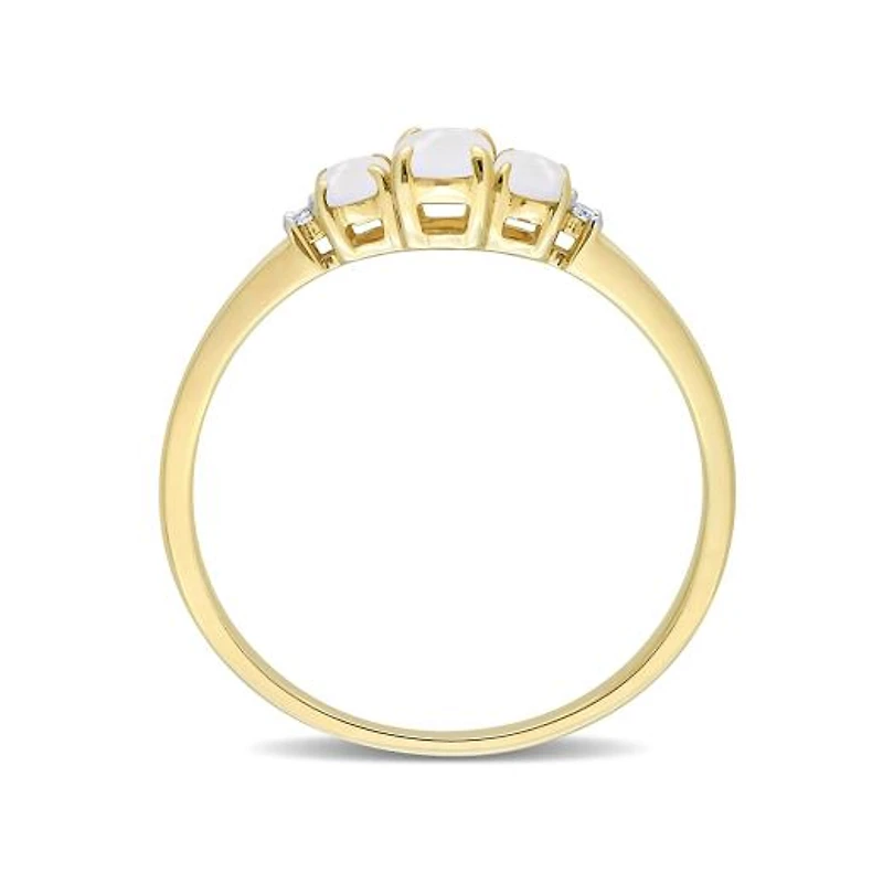 Julianna B 10K Yellow Gold 0.02CTW Diamond & Opal 3 Stone Ring