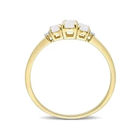 Julianna B 10K Yellow Gold 0.02CTW Diamond & Opal 3 Stone Ring