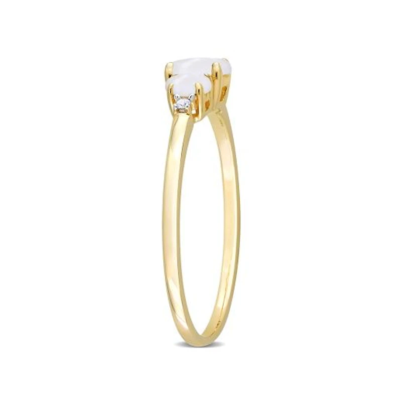 Julianna B 10K Yellow Gold 0.02CTW Diamond & Opal 3 Stone Ring
