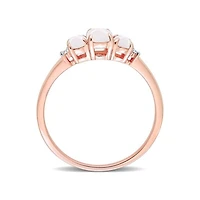 Julianna B 10K Rose Gold 0.02CT Diamond & Opal 3 Stone Ring